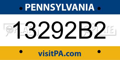 13292B2 Pennsylvania License Plate