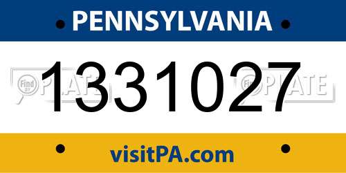 1331027 Pennsylvania License Plate