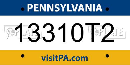 13310T2 Pennsylvania License Plate