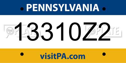 13310Z2 Pennsylvania License Plate