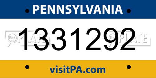 1331292 Pennsylvania License Plate