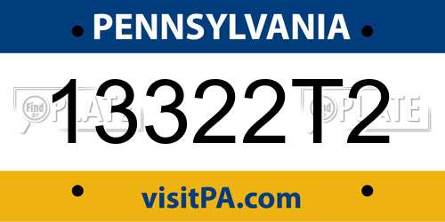 13322T2 Pennsylvania License Plate
