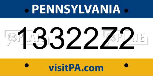 13322Z2 Pennsylvania License Plate