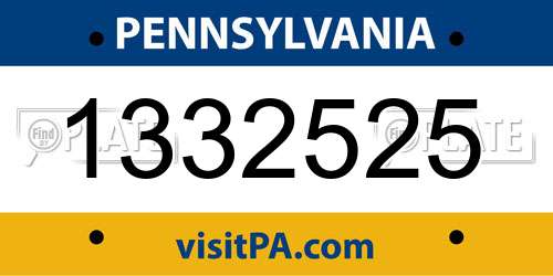 1332525 Pennsylvania License Plate