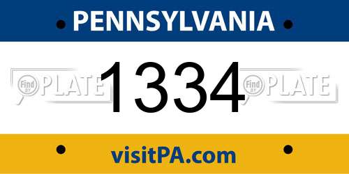 1334 Pennsylvania License Plate