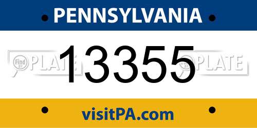 13355 Pennsylvania License Plate