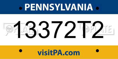 13372T2 Pennsylvania License Plate