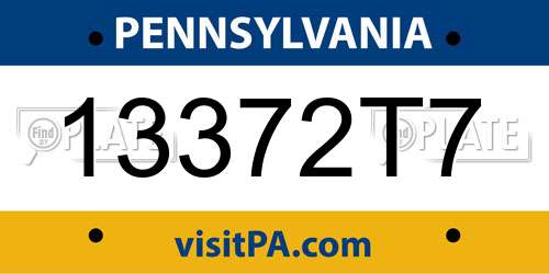 13372T7 Pennsylvania License Plate