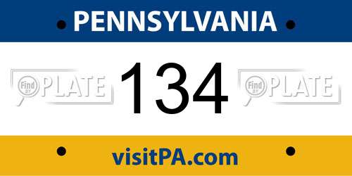 134 Pennsylvania License Plate