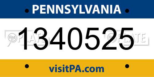 1340525 Pennsylvania License Plate