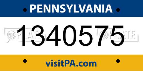 1340575 Pennsylvania License Plate