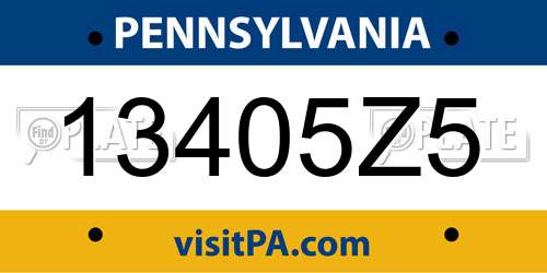 13405Z5 Pennsylvania License Plate
