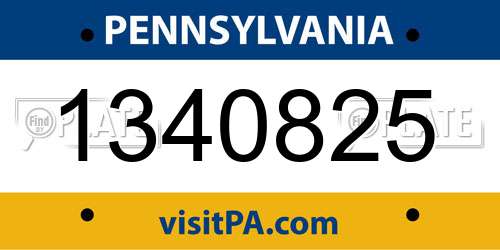 1340825 Pennsylvania License Plate