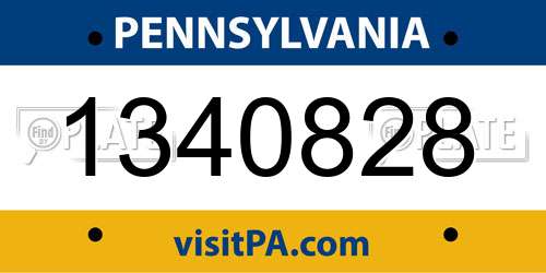 1340828 Pennsylvania License Plate