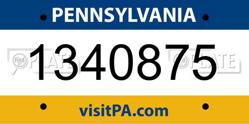 1340875 Pennsylvania License Plate