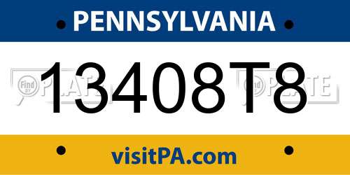 13408T8 Pennsylvania License Plate