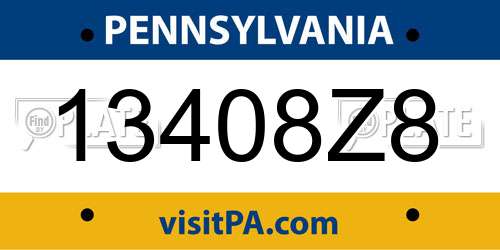 13408Z8 Pennsylvania License Plate