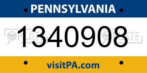 1340908 Pennsylvania License Plate