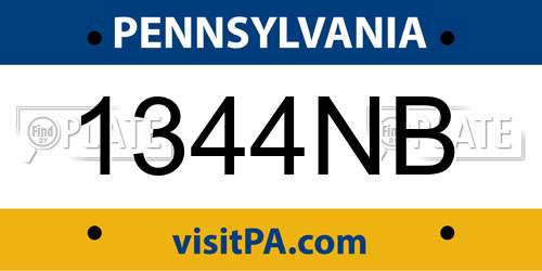 1344NB Pennsylvania License Plate
