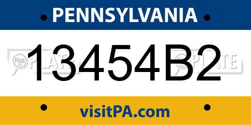 13454B2 Pennsylvania License Plate