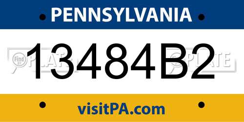 13484B2 Pennsylvania License Plate