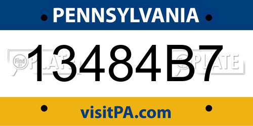 13484B7 Pennsylvania License Plate