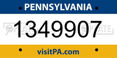 1349907 Pennsylvania License Plate