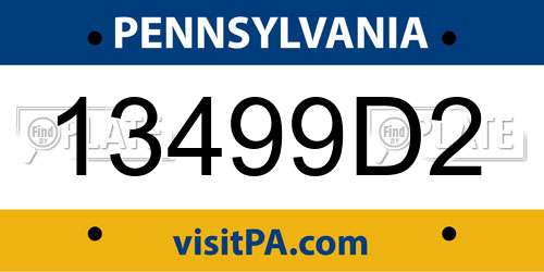 13499D2 Pennsylvania License Plate