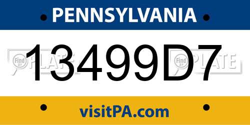 13499D7 Pennsylvania License Plate