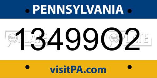 13499O2 Pennsylvania License Plate
