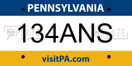 134ANS Pennsylvania License Plate