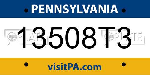 13508T3 Pennsylvania License Plate