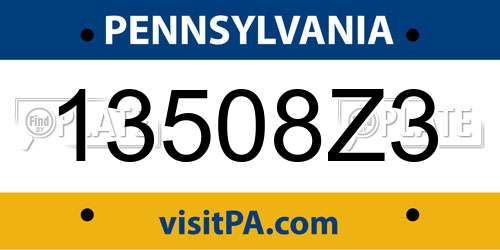 13508Z3 Pennsylvania License Plate