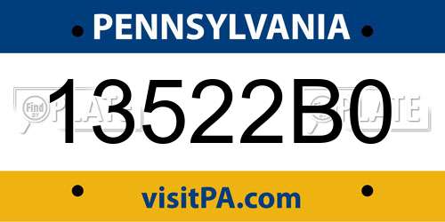 13522B0 Pennsylvania License Plate