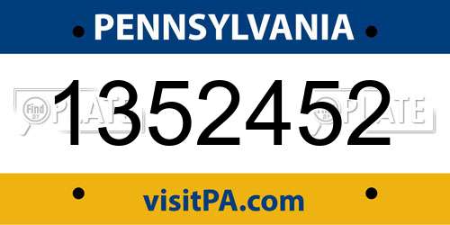 1352452 Pennsylvania License Plate