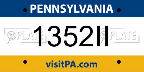 1352II Pennsylvania License Plate