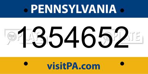 1354652 Pennsylvania License Plate