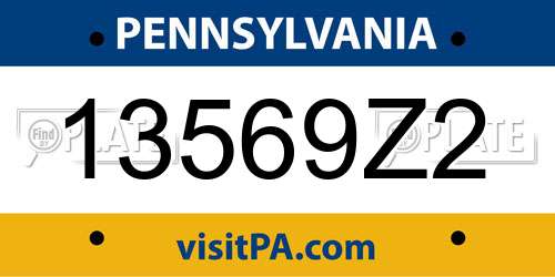 13569Z2 Pennsylvania License Plate