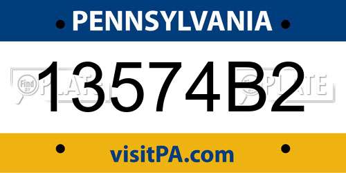 13574B2 Pennsylvania License Plate