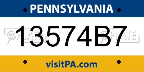 13574B7 Pennsylvania License Plate