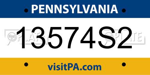 13574S2 Pennsylvania License Plate