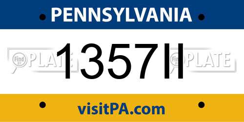 1357II Pennsylvania License Plate