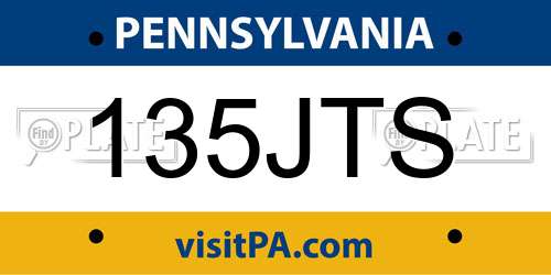 135JTS Pennsylvania License Plate