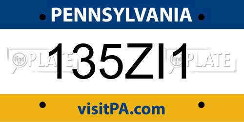135ZI1 Pennsylvania License Plate