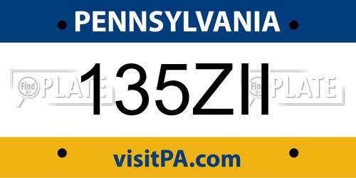 135ZII Pennsylvania License Plate