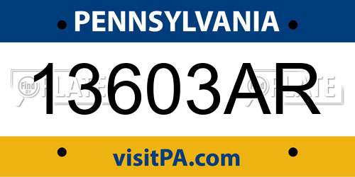 13603AR Pennsylvania License Plate