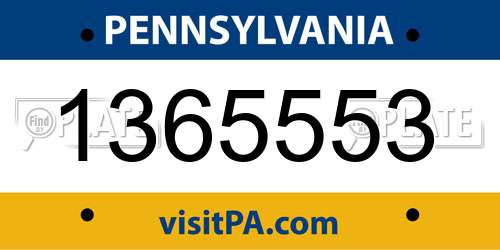1365553 Pennsylvania License Plate