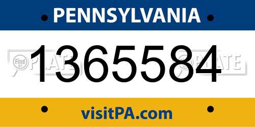 1365584 Pennsylvania License Plate