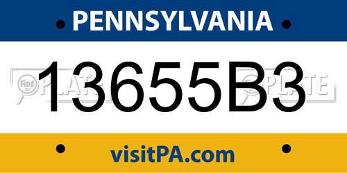 13655B3 Pennsylvania License Plate