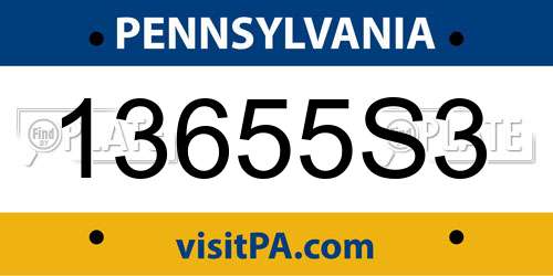 13655S3 Pennsylvania License Plate